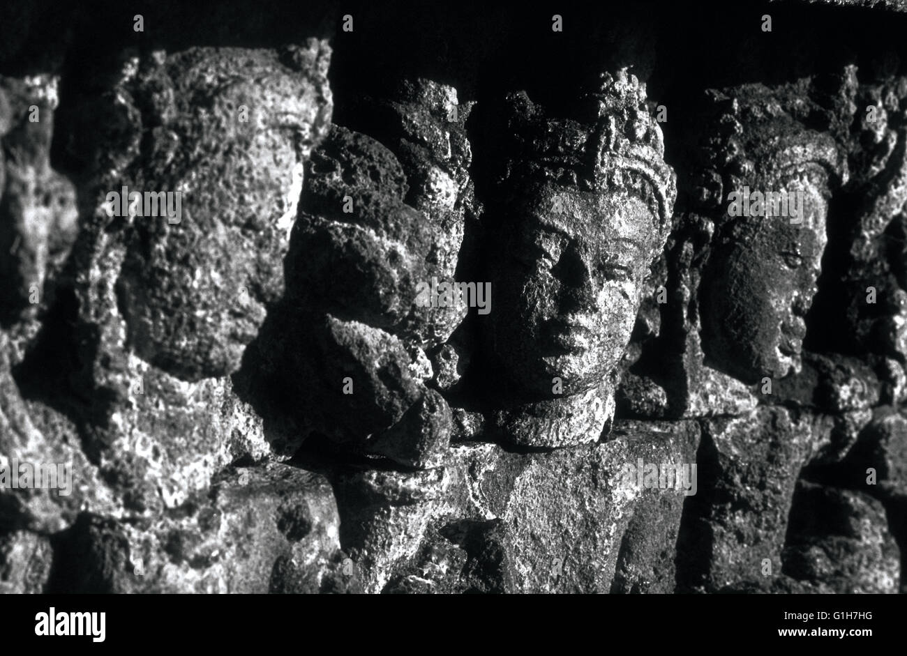 La parete orientale dettaglio borobudur indonesia java Foto Stock
