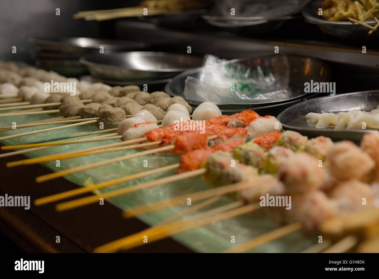 Un asiatico Snack Barbecue Carrello a tarda notte Foto Stock