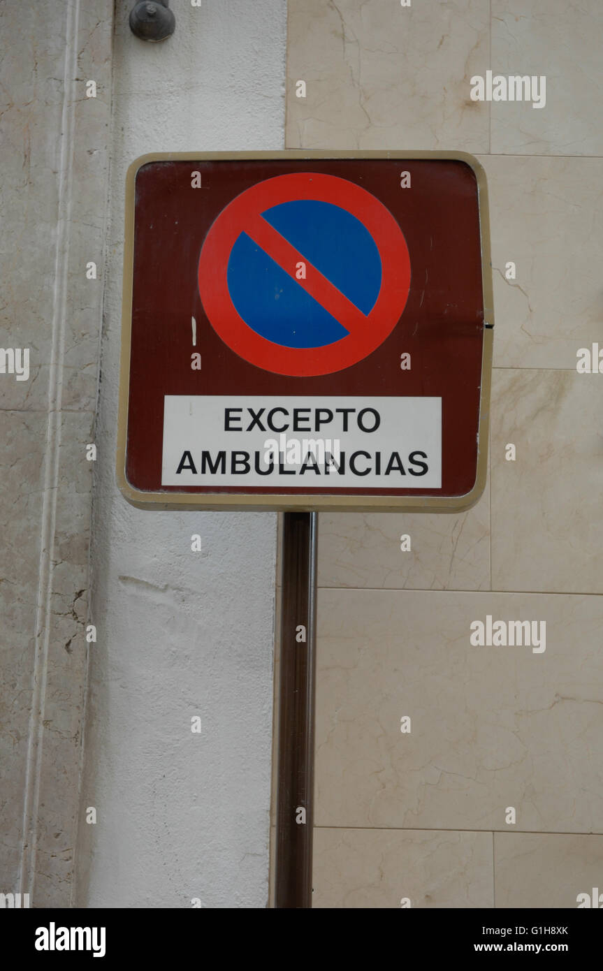 Il traffico ,segno. Malaga Foto Stock
