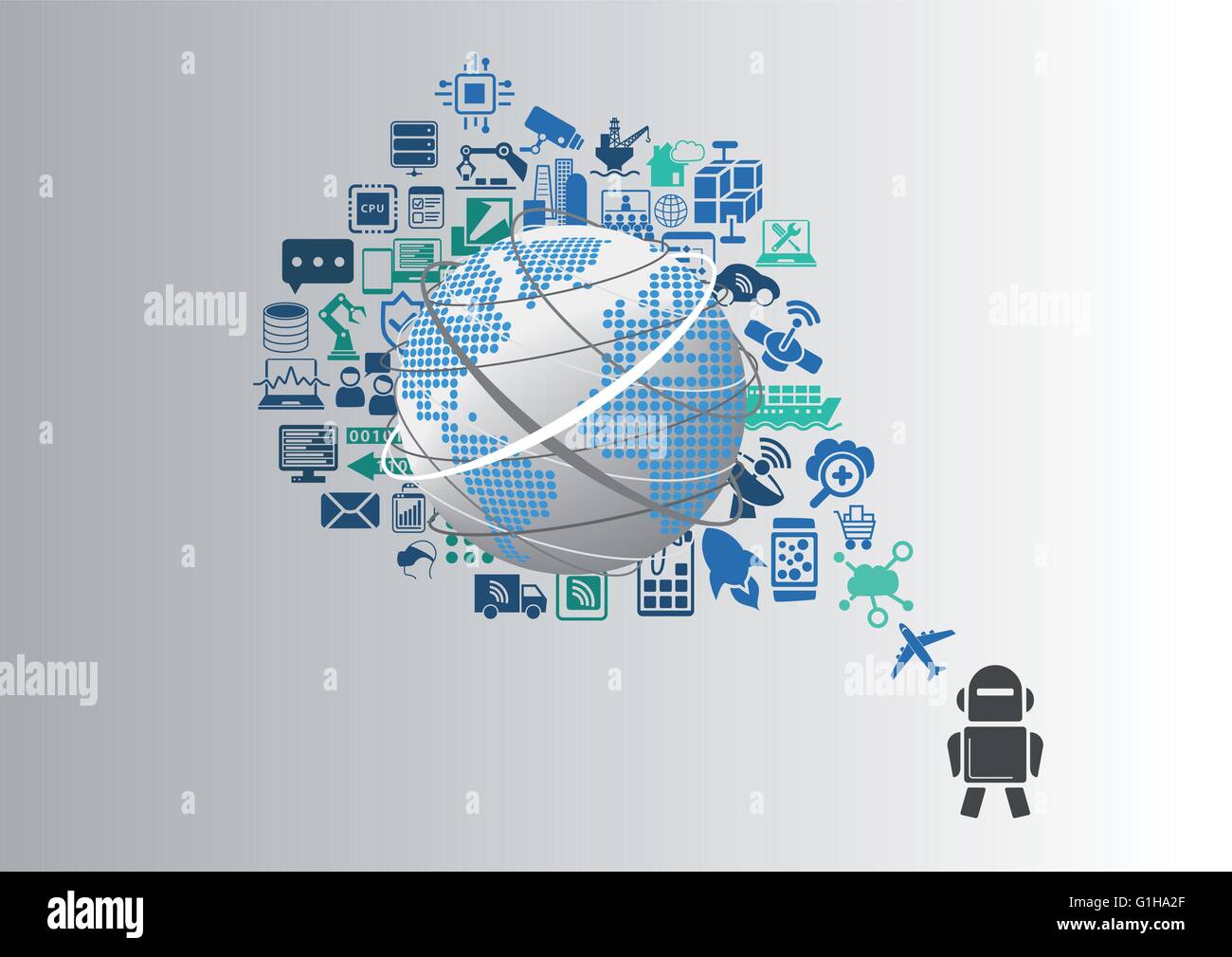 Macchine intelligenti e internet industriale di cose (IOT) Una infografica Illustrazione Vettoriale