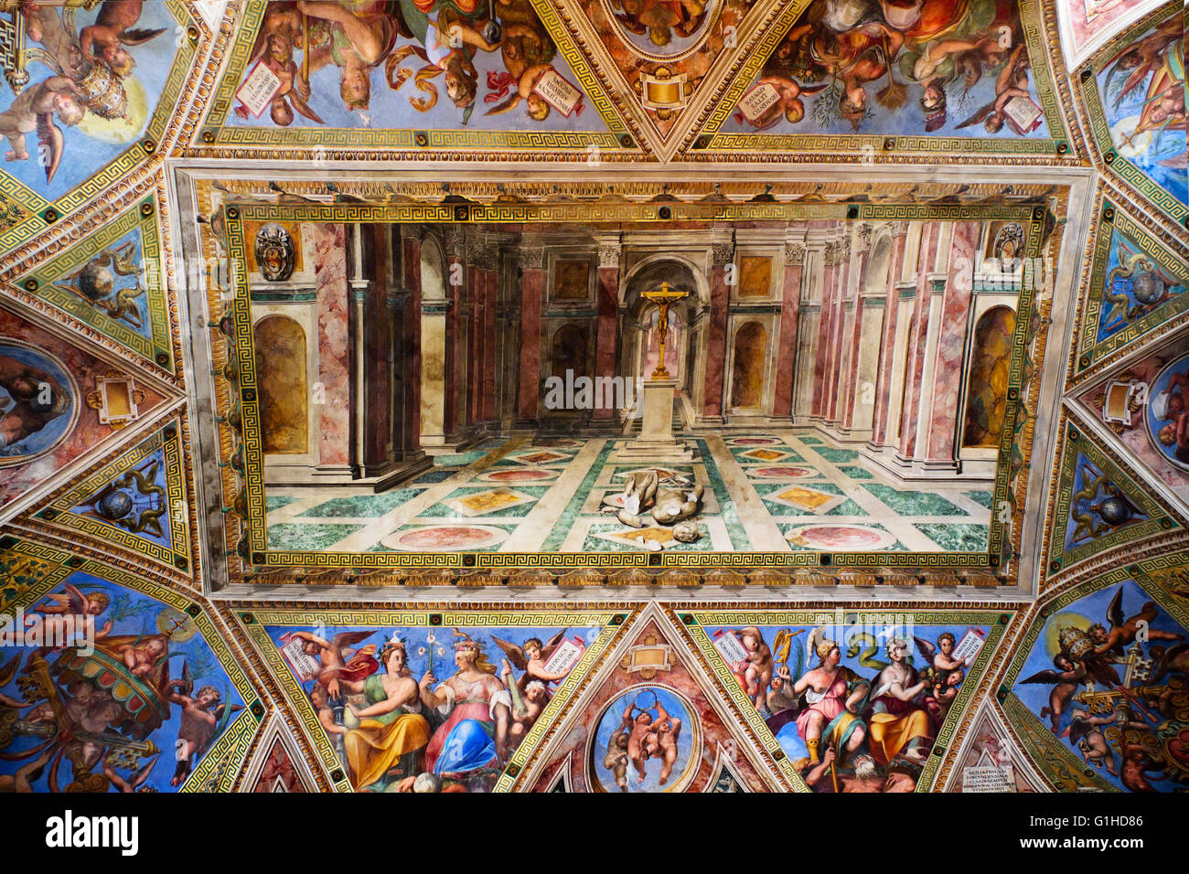 Interno della galleria del Museo Vaticano nella Città del Vaticano, Roma, Italia Foto Stock