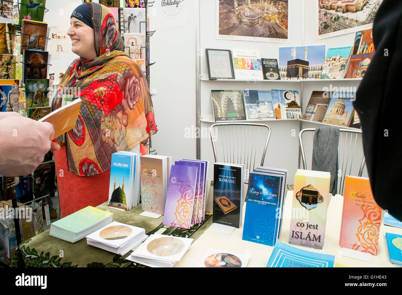 Libro mondo Praga 2016, Praga comunità musulmana stand Foto Stock