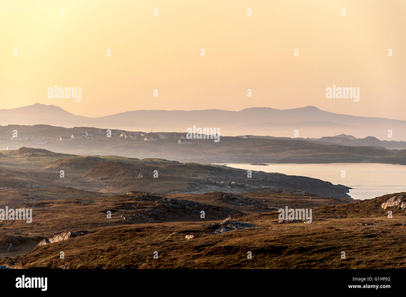 Sunrise misty dawn a Rosbeg County Donegal Irlanda Foto Stock