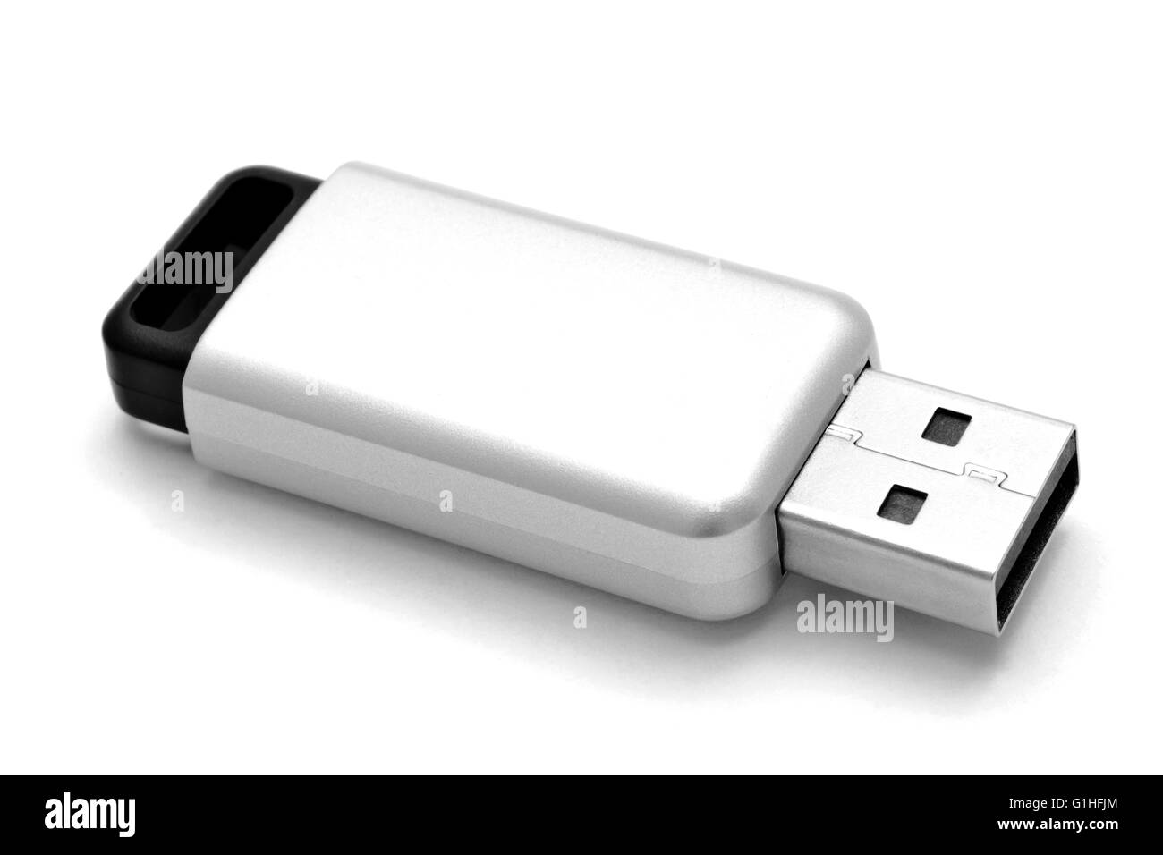 Unità Flash USB closuep su sfondo bianco Foto Stock