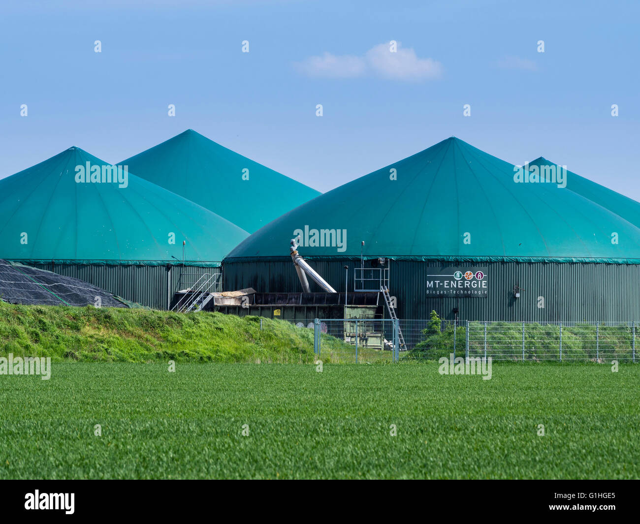 Impianto di produzione di biogas pianta di potere, vicino a Celle, Bassa Sassonia, Germania Foto Stock