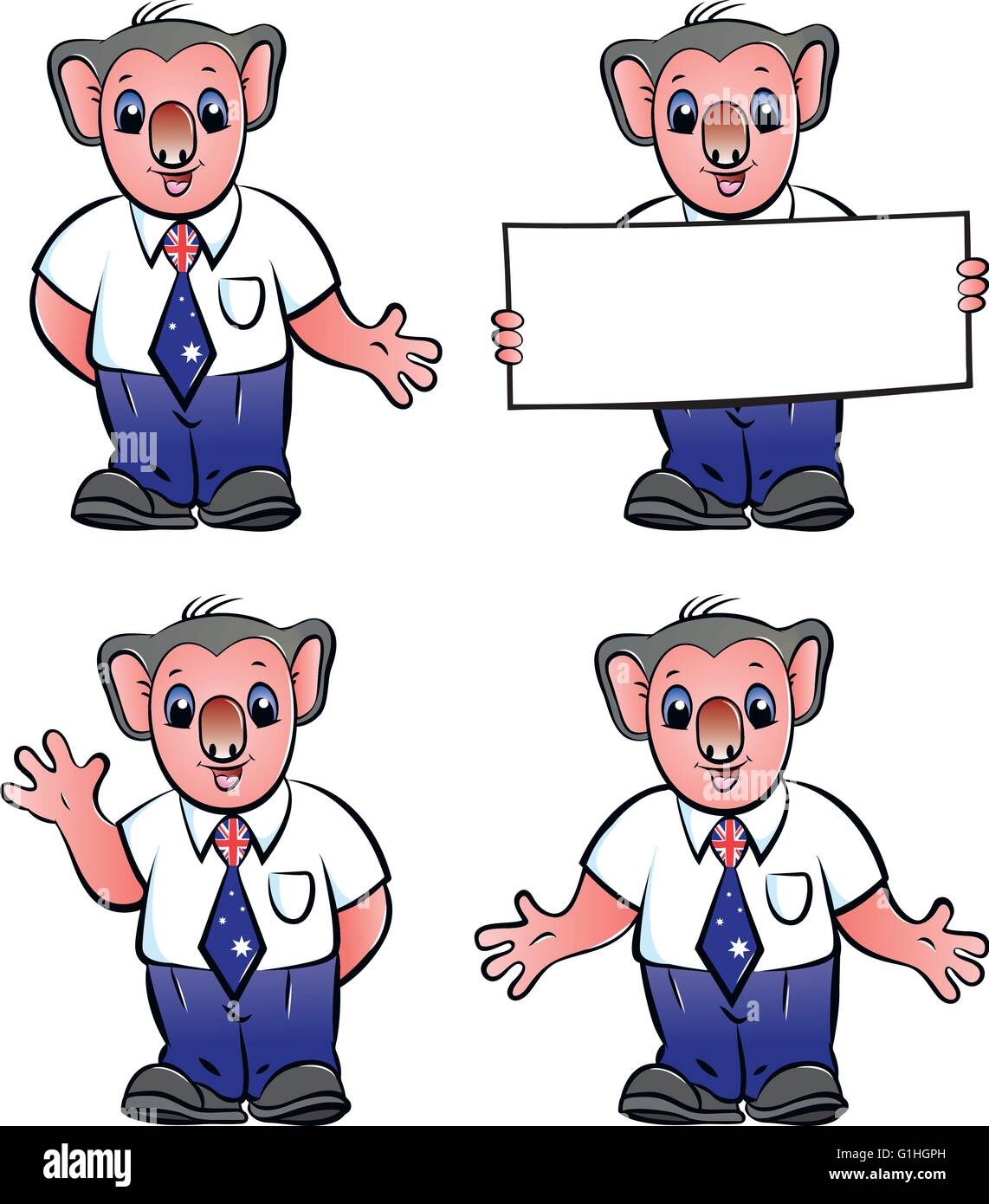 Illustrazione Vettoriale della mascotte dei koala in pose diverse Illustrazione Vettoriale