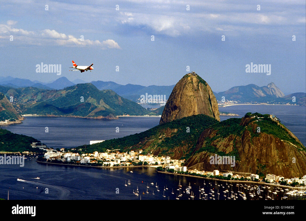 Vista della baia di guanabarra dal Corcovado Rio de Janeiro in Brasile Foto Stock
