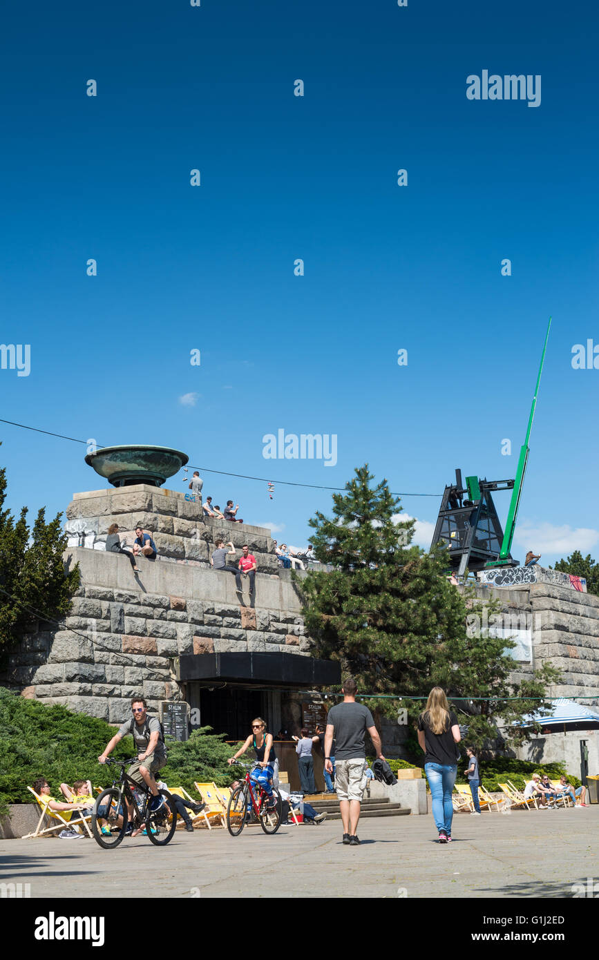 Il metronomo e Letna Park, Praga, Repubblica Ceca, Europa Foto Stock