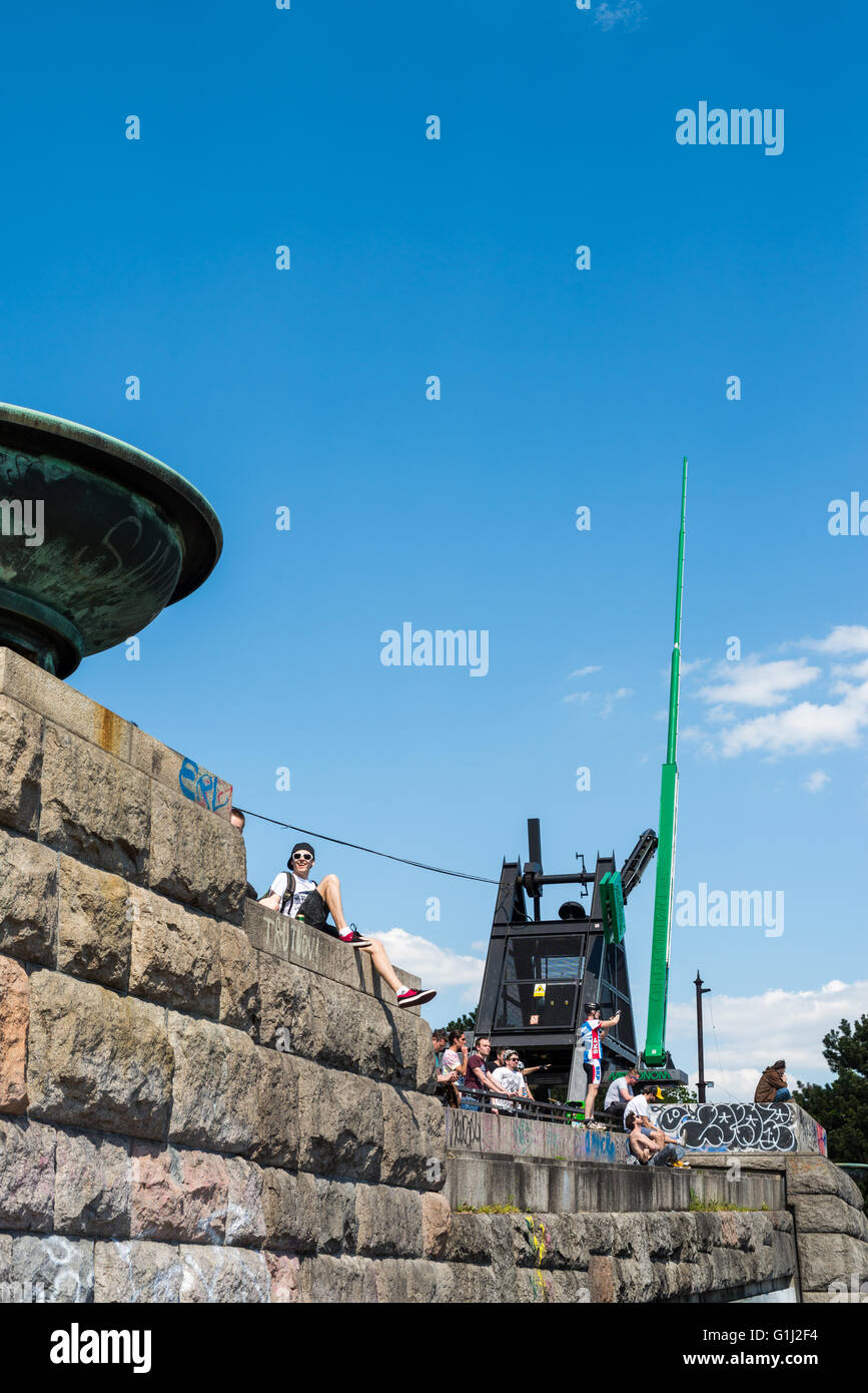 Il metronomo e Letna Park, Praga, Repubblica Ceca, Europa Foto Stock