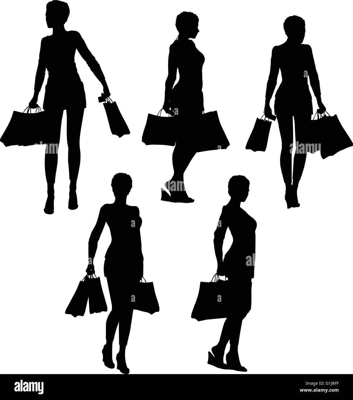 EPS 10 illustrazione vettoriale di mani femminili tenendo un borse per lo shopping Illustrazione Vettoriale