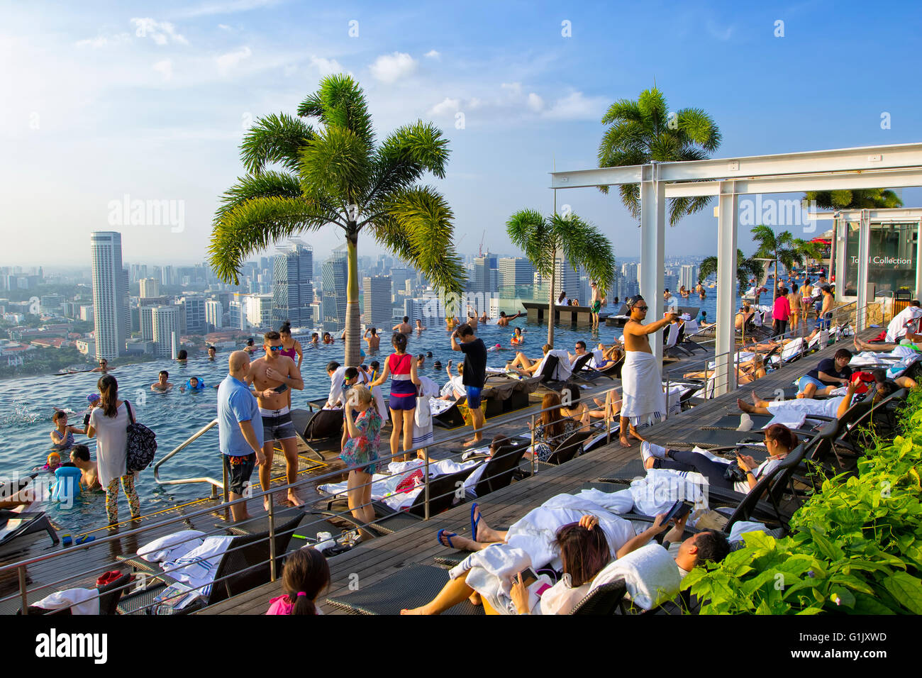 Piscina a sfioro di Marina Bay Sands Hotel, Singapore Foto Stock