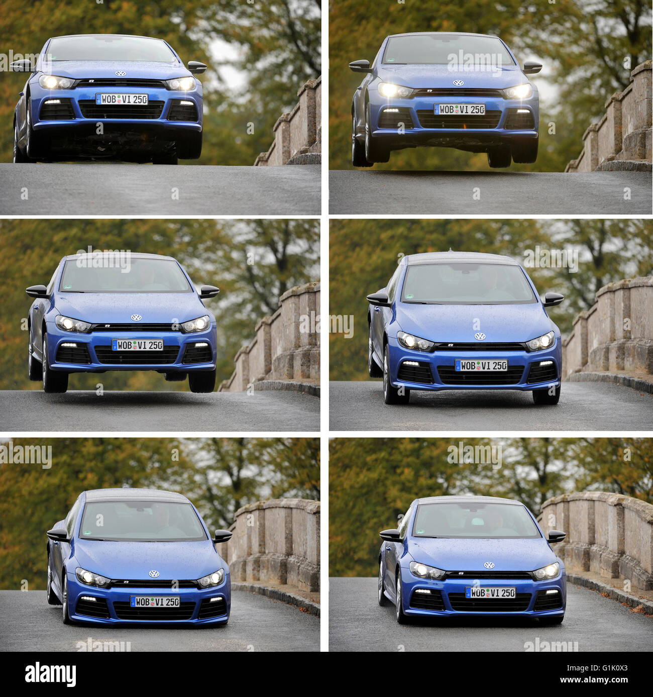 Auto saltare un ponte - VW Scirocco R Foto Stock