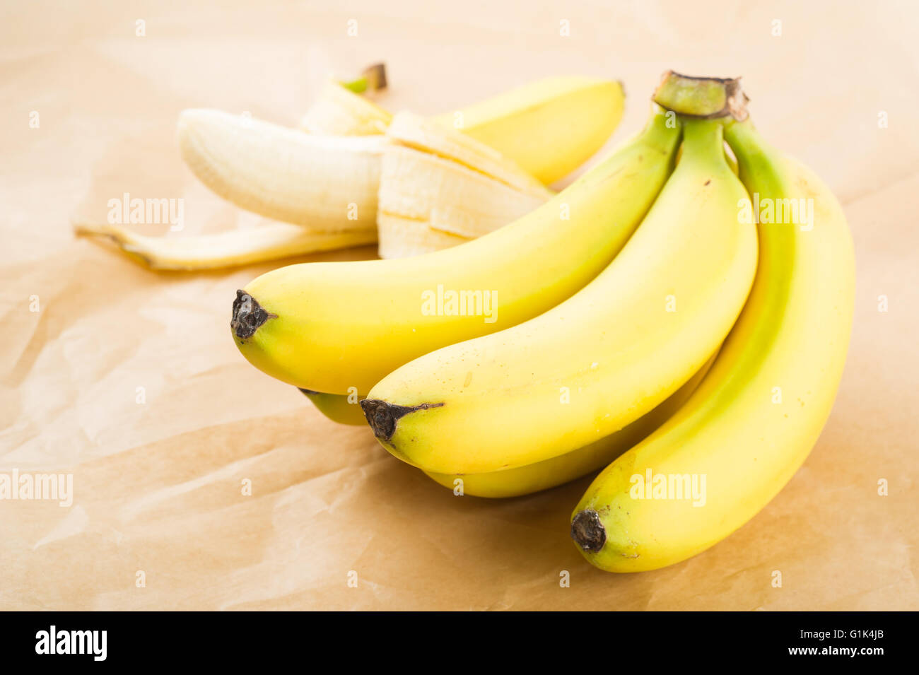 Fresche banane biologiche Foto Stock