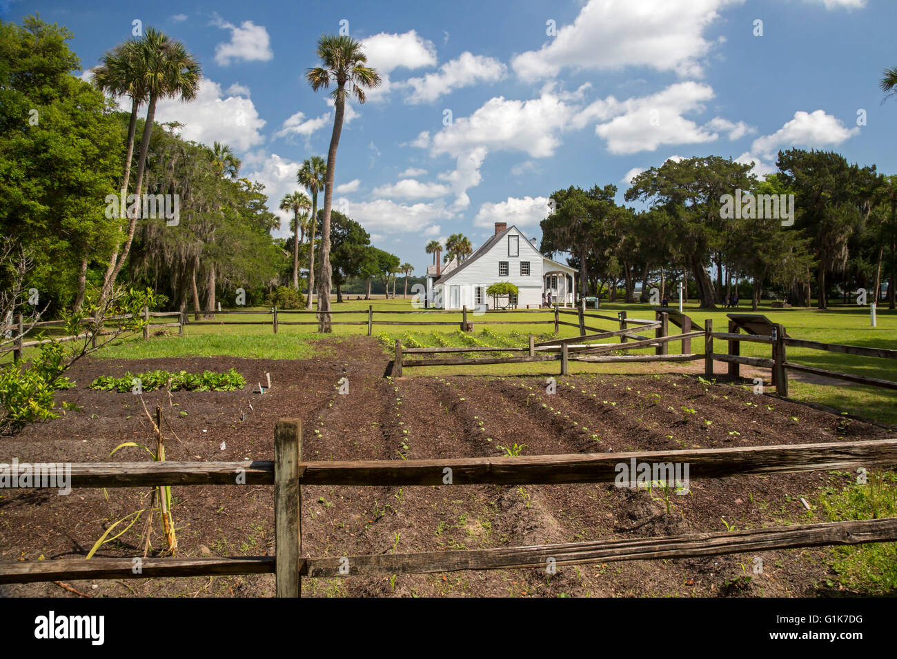 Jacksonville, Florida - Il Kingsley Plantation, dove gli schiavi crebbe cotone Sea Island dal 1814 al 1865. Foto Stock