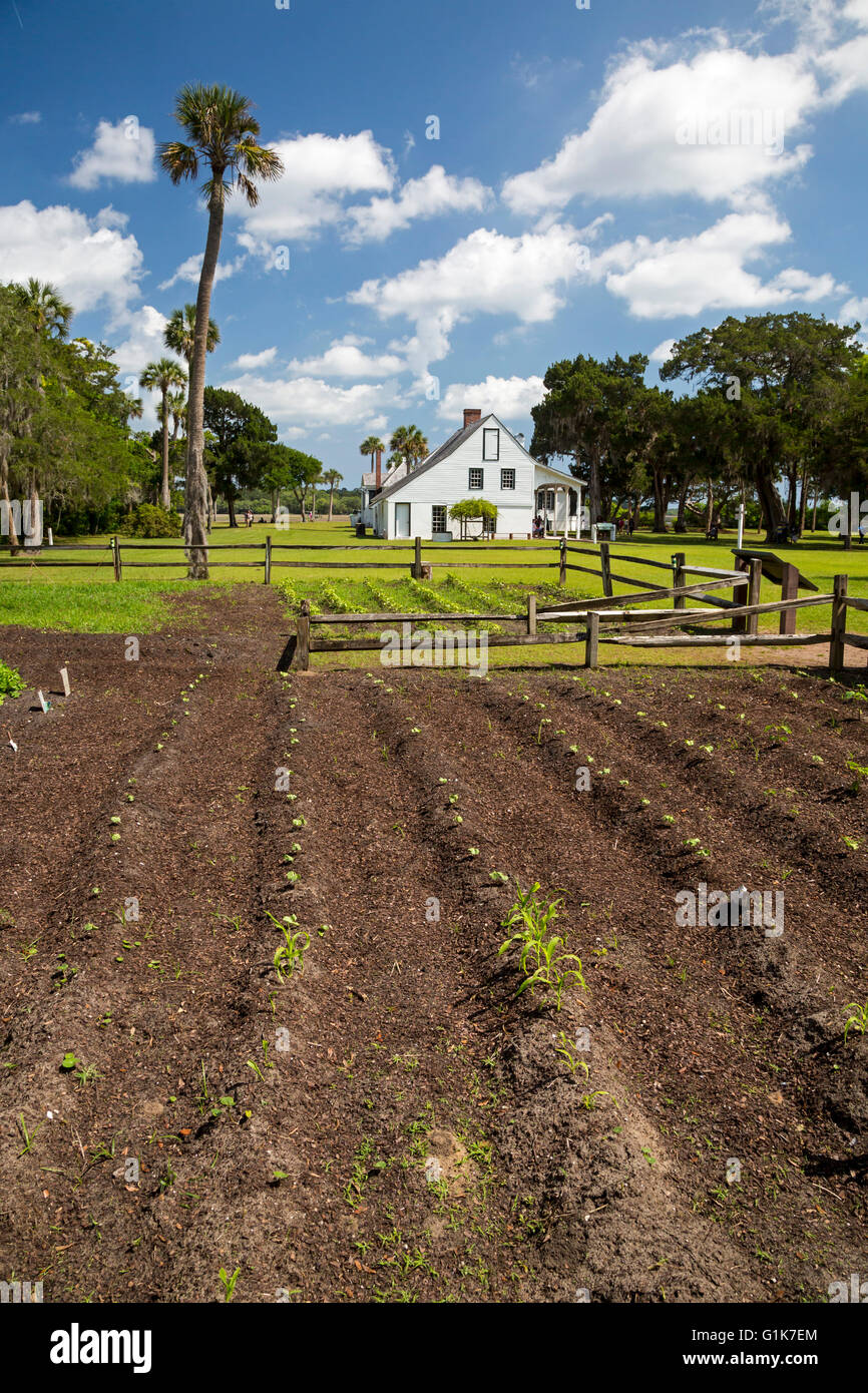 Jacksonville, Florida - Il Kingsley Plantation, dove gli schiavi crebbe cotone Sea Island dal 1814 al 1865. Foto Stock