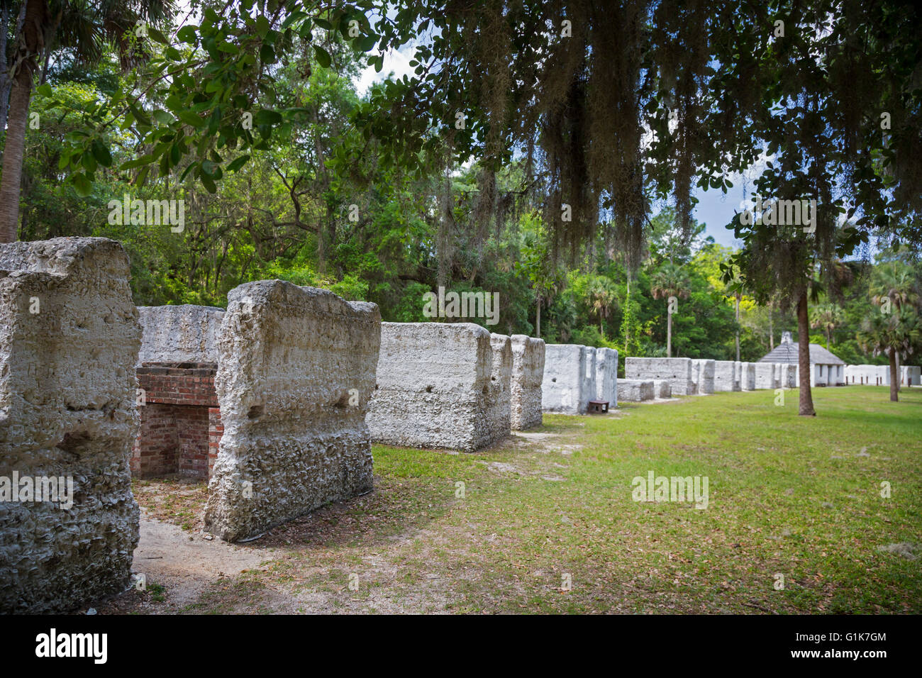 Jacksonville, Florida - i resti dei quarti slave al Kingsley Plantation. Foto Stock
