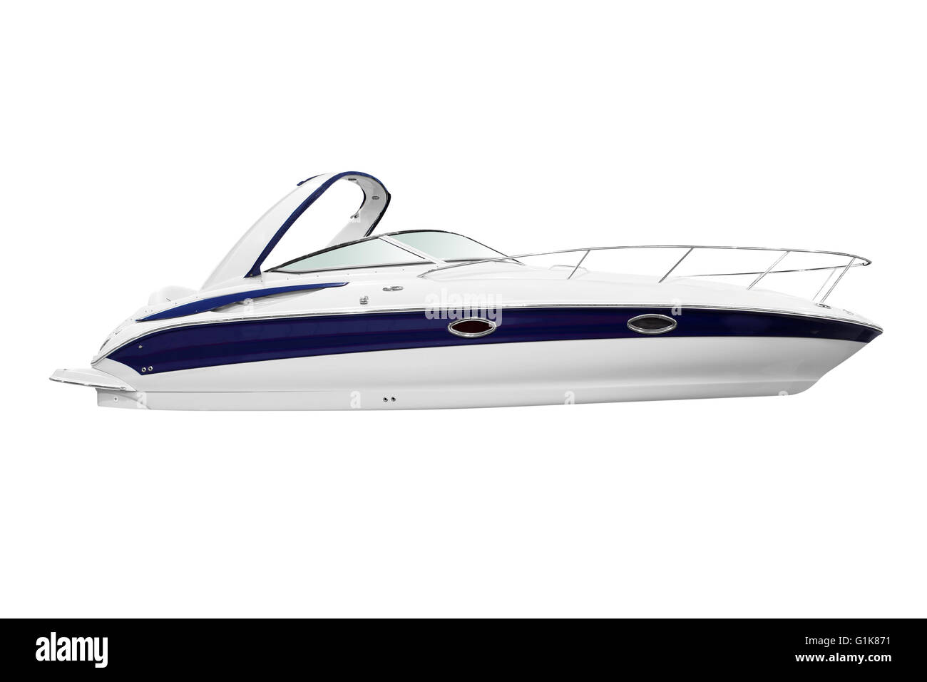 Yacht isolato su bianco Foto Stock