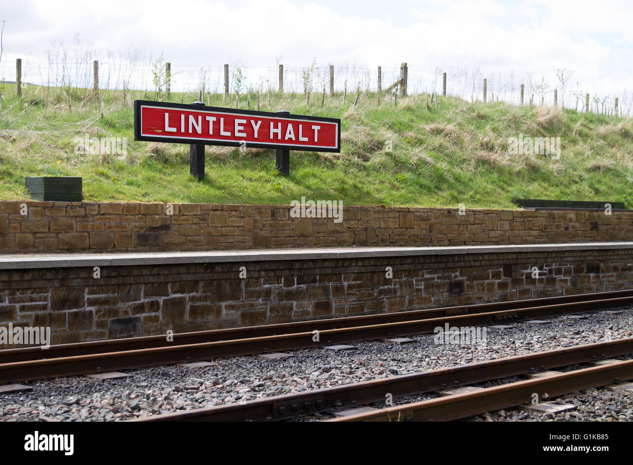 Lintley Halt è il capolinea del nord del Sud Tynedale, ferroviaria a scartamento ridotto il patrimonio e la linea turistica Foto Stock