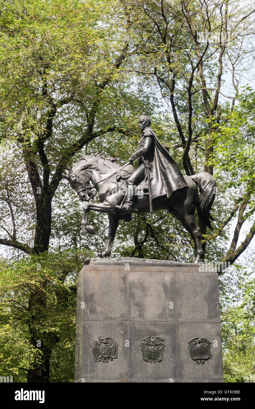 Simon Bolívar Statua, Central Park , New York, Stati Uniti d'America Foto Stock