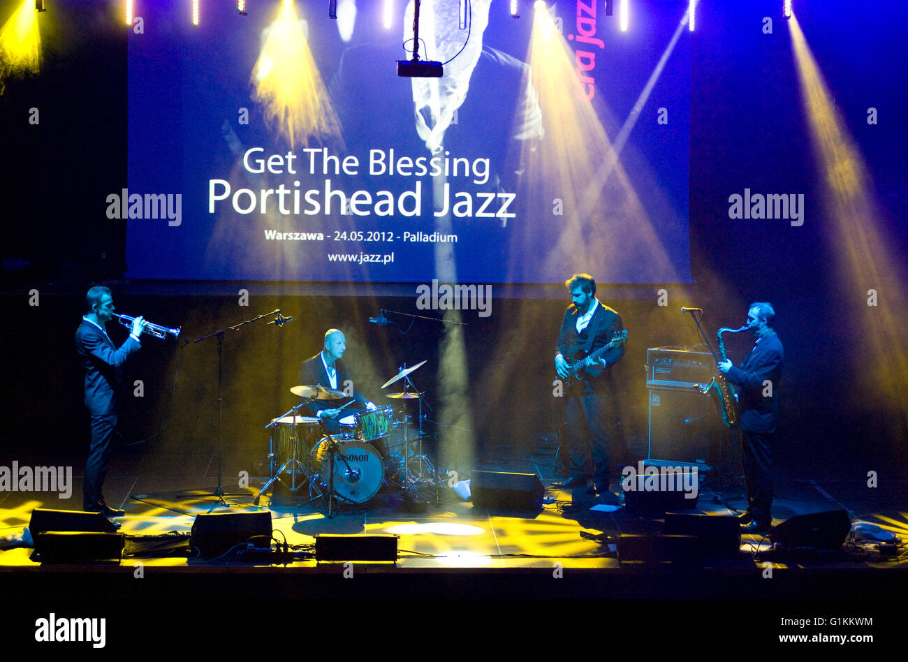 British jazz rock gruppo ottenere la benedizione di eseguire al Teatro Palladium a Varsavia in Polonia. Warszawa. Foto Stock