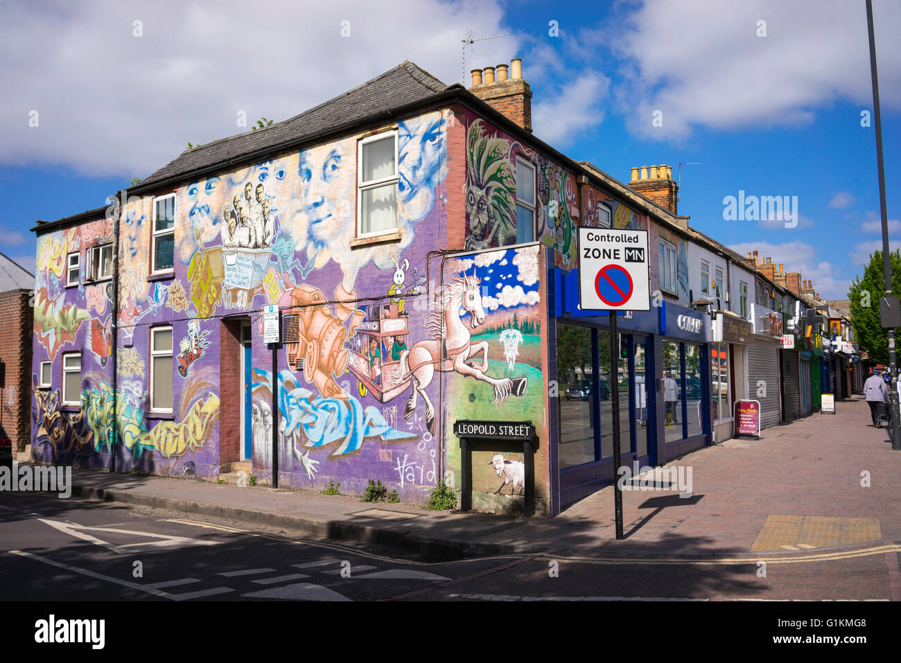 Cowley Road in Oxford Foto Stock