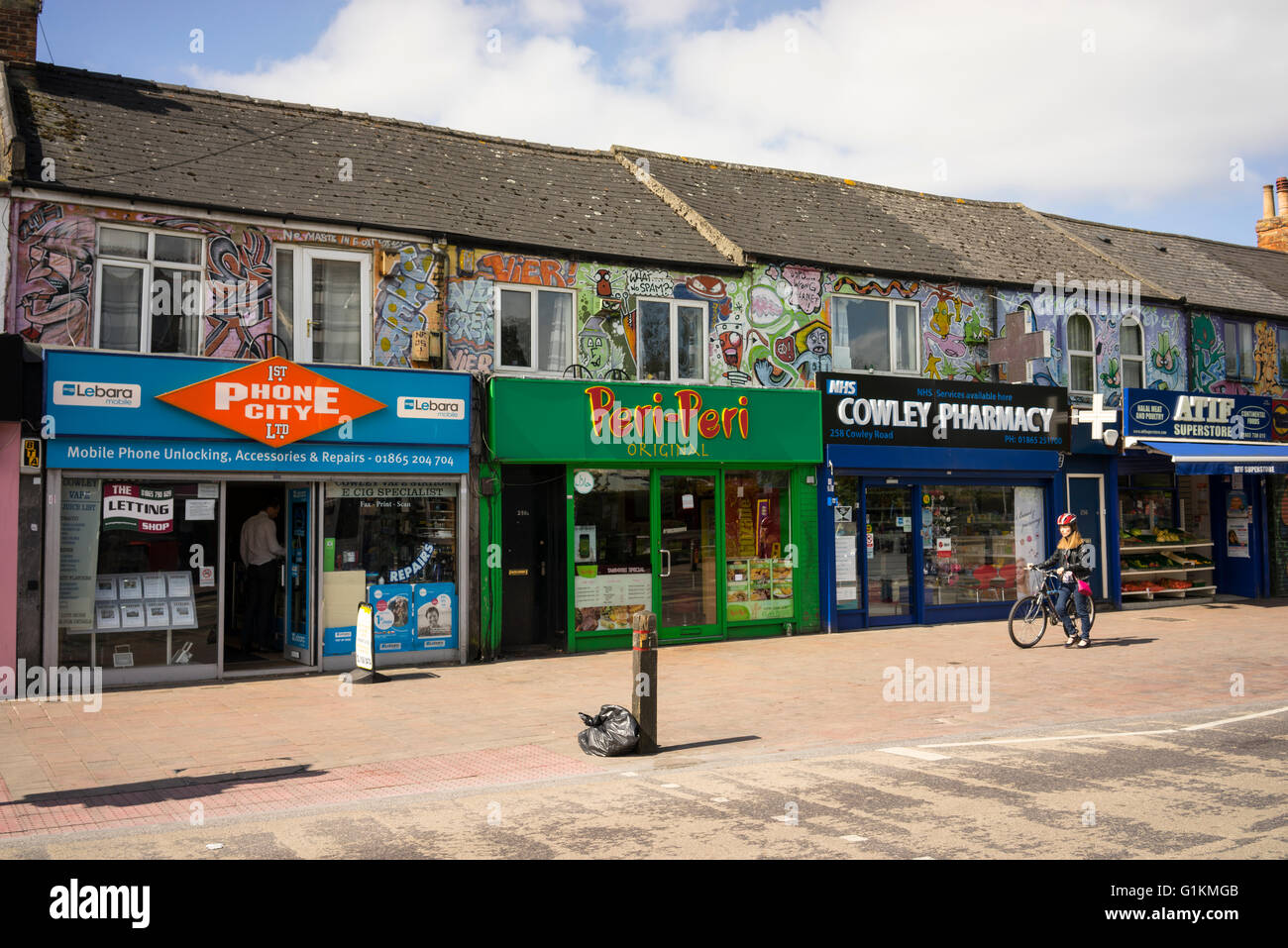 Cowley Road in Oxford Foto Stock