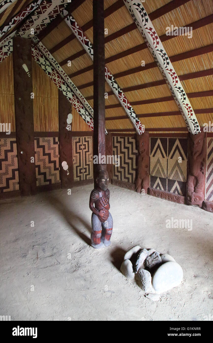 La popolazione maori e museo coloniale a okains Bay sulla costa della Nuova Zelanda Foto Stock