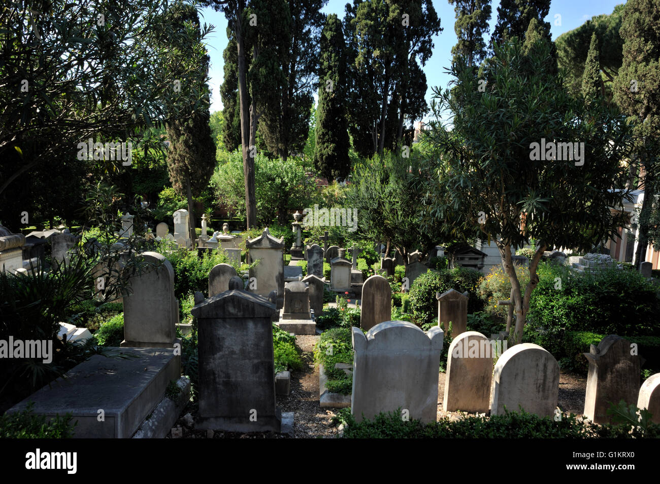 Italia, Roma, cimitero protestante, cimiteri Foto Stock
