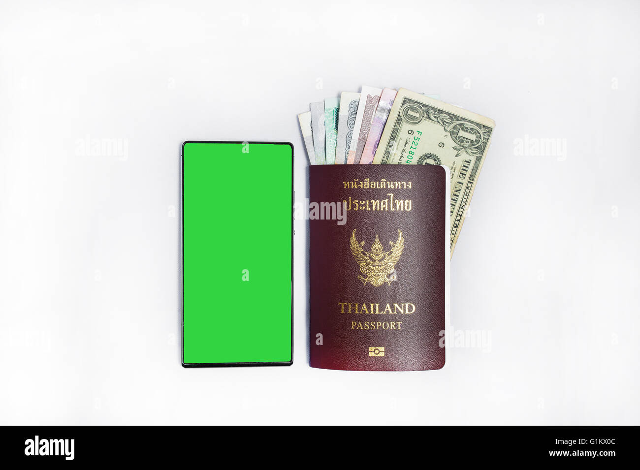 Smartphone &thailandia passaporto di viaggio Foto Stock