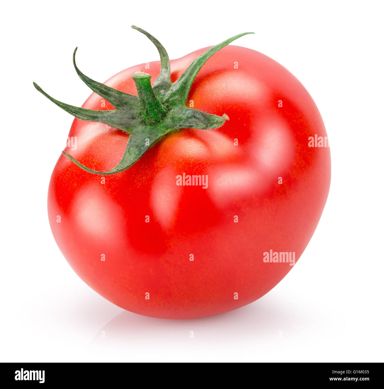Il pomodoro isolato su uno sfondo bianco. Foto Stock