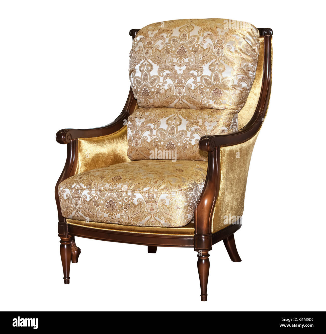 Prodotti tessili marrone classico sedia isolato Foto Stock