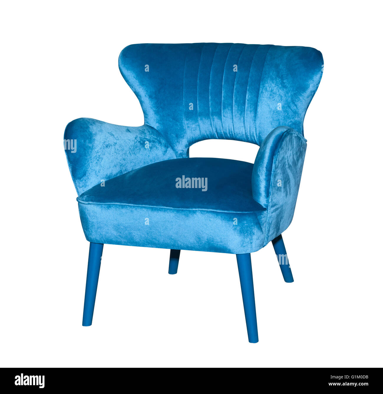 Tessuto blu sedia moderno isolato Foto Stock
