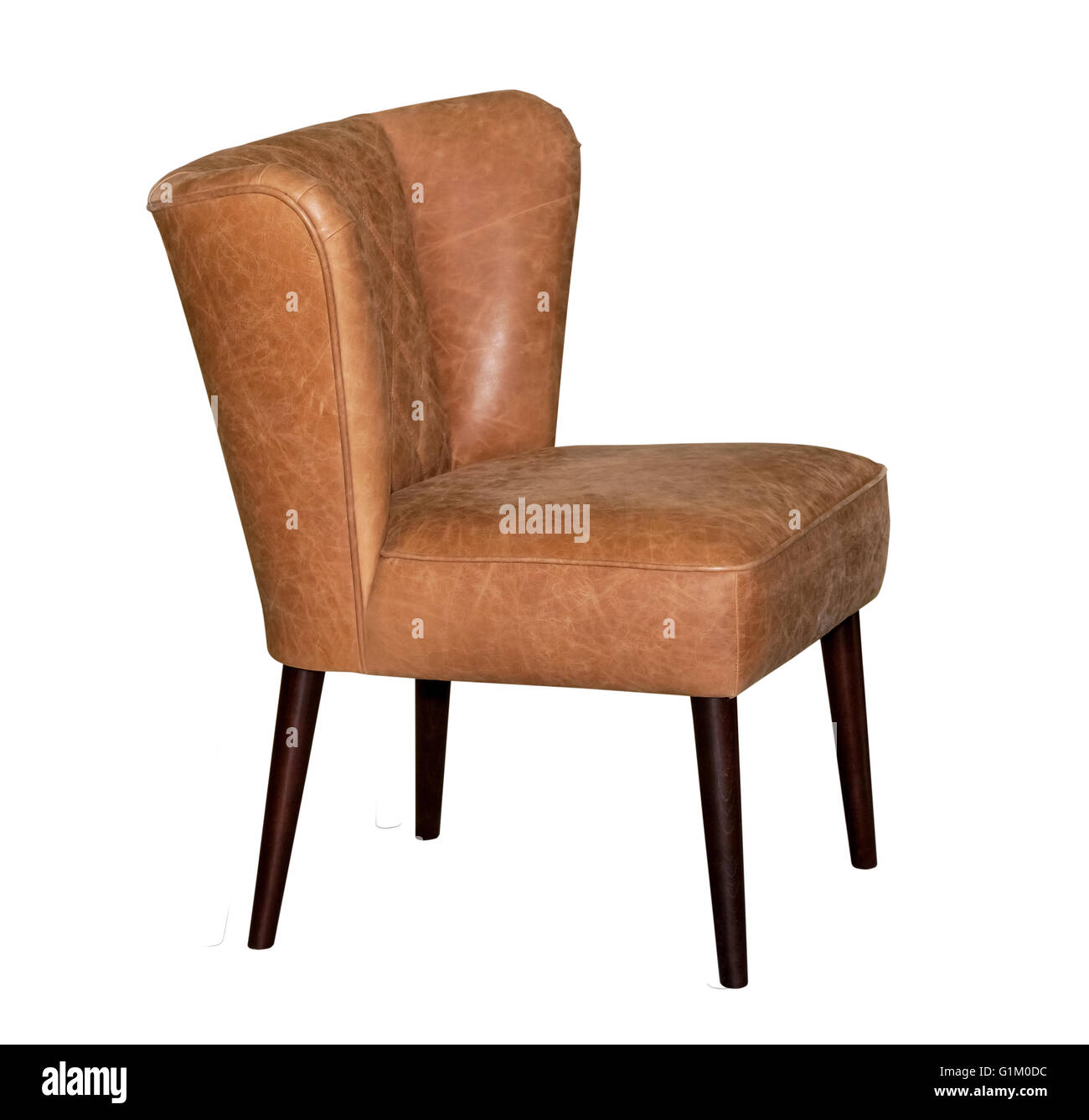 In pelle marrone sedia moderno isolato Foto Stock