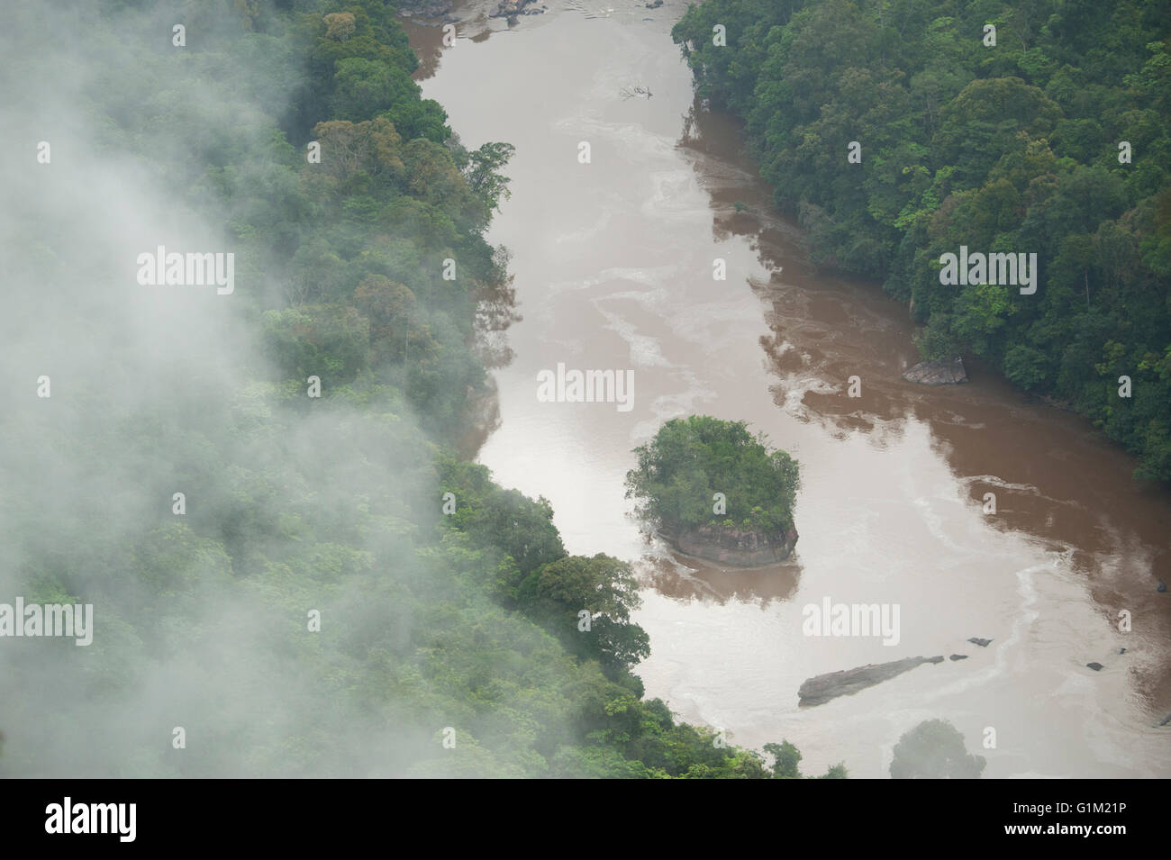 Potaro Canyon nella nebbia sotto Kaieteur Falls, Kaieteur Parco Nazionale, Guyana Foto Stock