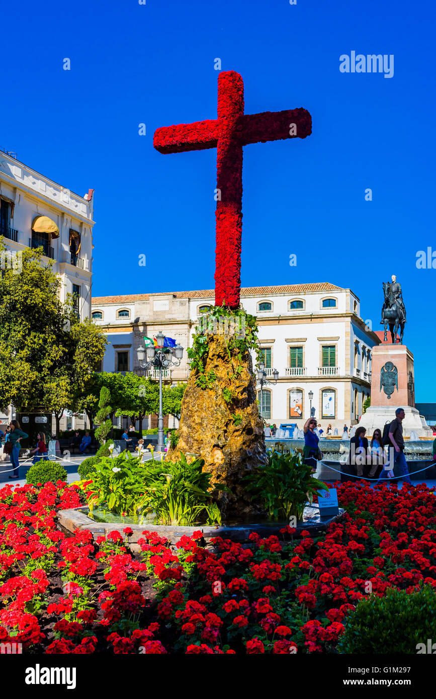 Plaza de las Tendillas. Il Maggio attraversa Festival, Cruces de Mayo, è celebrata in molte parti del mondo. Córdoba, Spagna Foto Stock