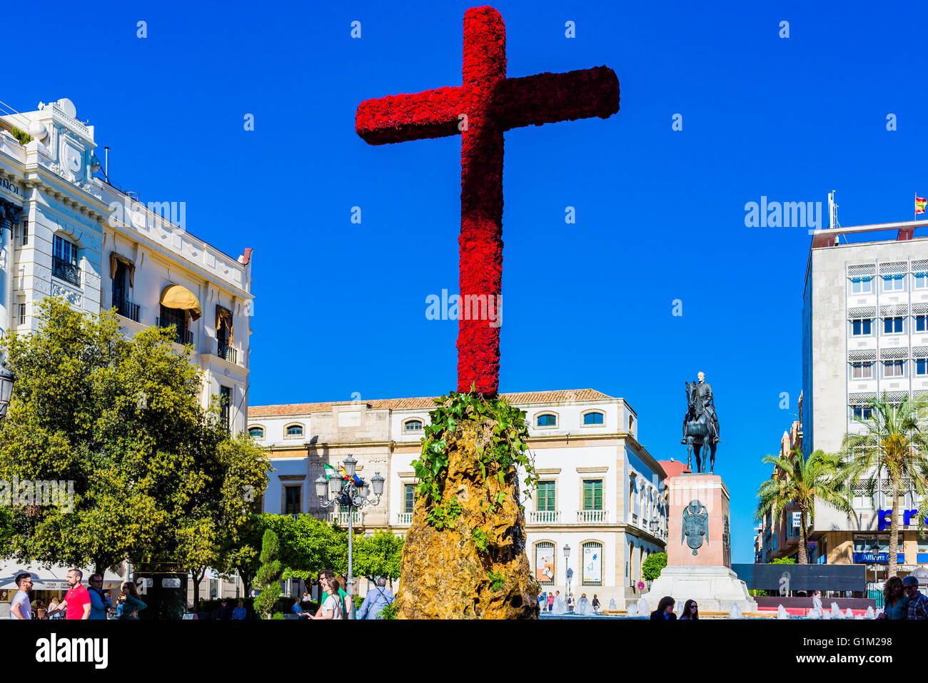 Plaza de las Tendillas. Il Maggio attraversa Festival, Cruces de Mayo, è celebrata in molte parti del mondo. Córdoba, Spagna Foto Stock