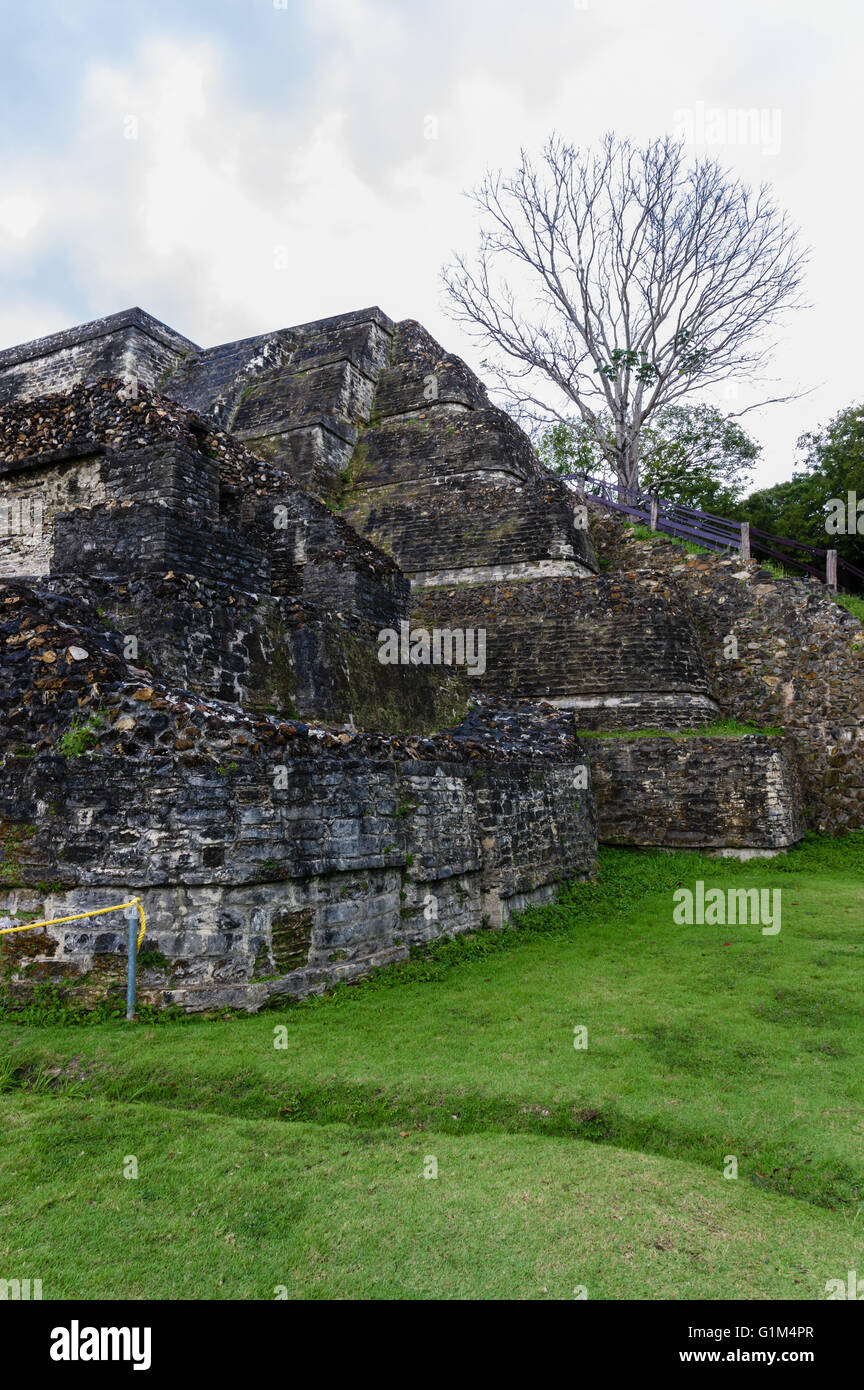 Tempio di altari in muratura o sito B4 da Plaza B. Altun ha luogo storico. Distretto del Belize, Belize Foto Stock