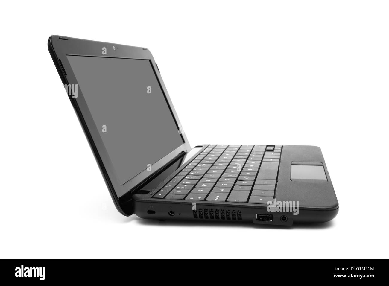 Moderno e nuovo laptop su sfondo bianco Foto Stock