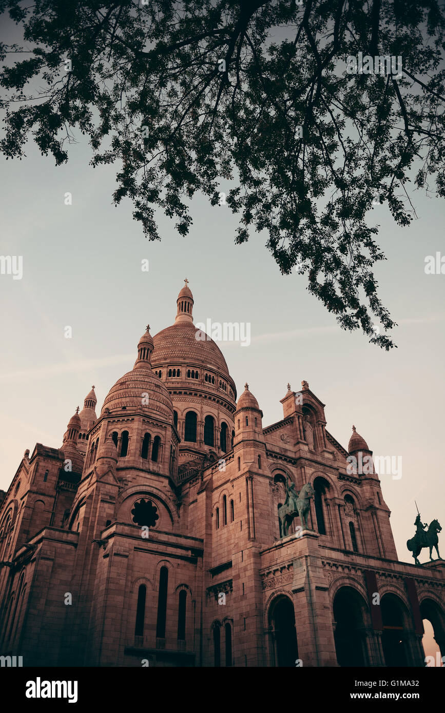 Cattedrale Sacre Coeur closeup a Parigi, Francia. Foto Stock