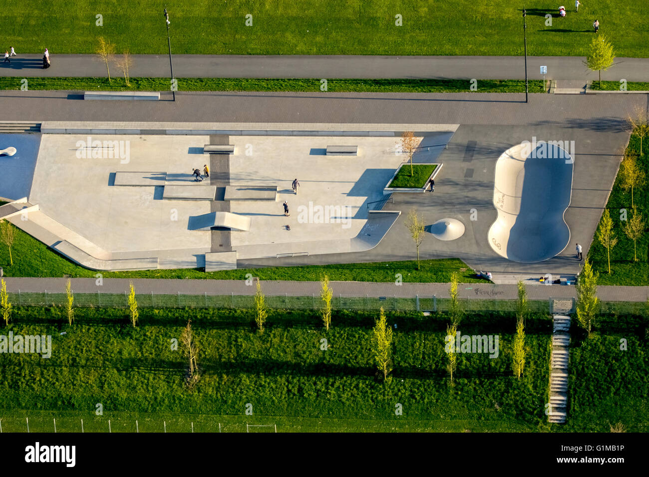 Vista aerea, sport e attrezzature per il gioco lippe Park Herringen kellie condizionata, Hamm, la zona della Ruhr, Renania settentrionale-Vestfalia, Germania Foto Stock