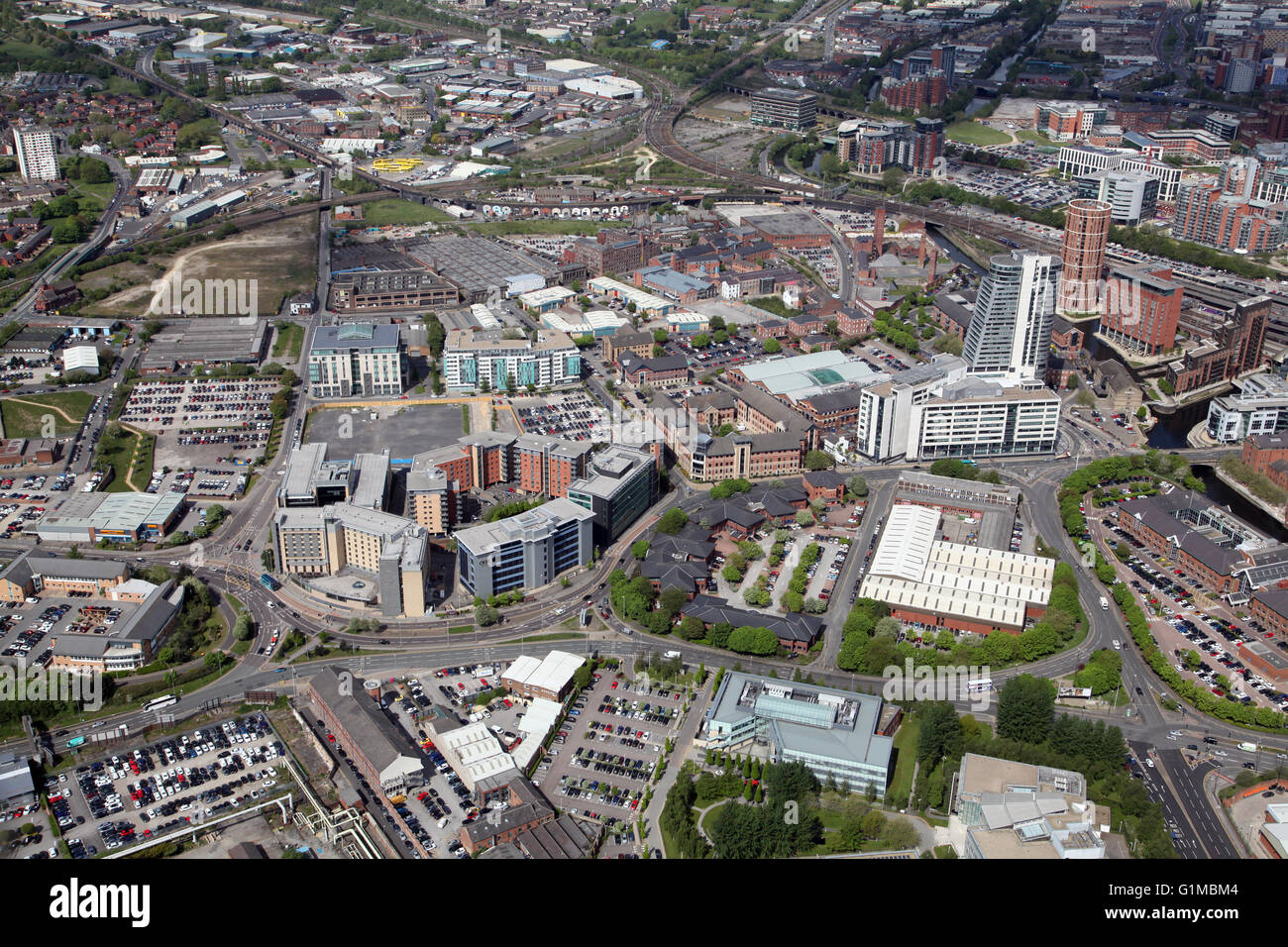 Vista aerea del sud di Leeds, West Yorkshire, Regno Unito Foto Stock