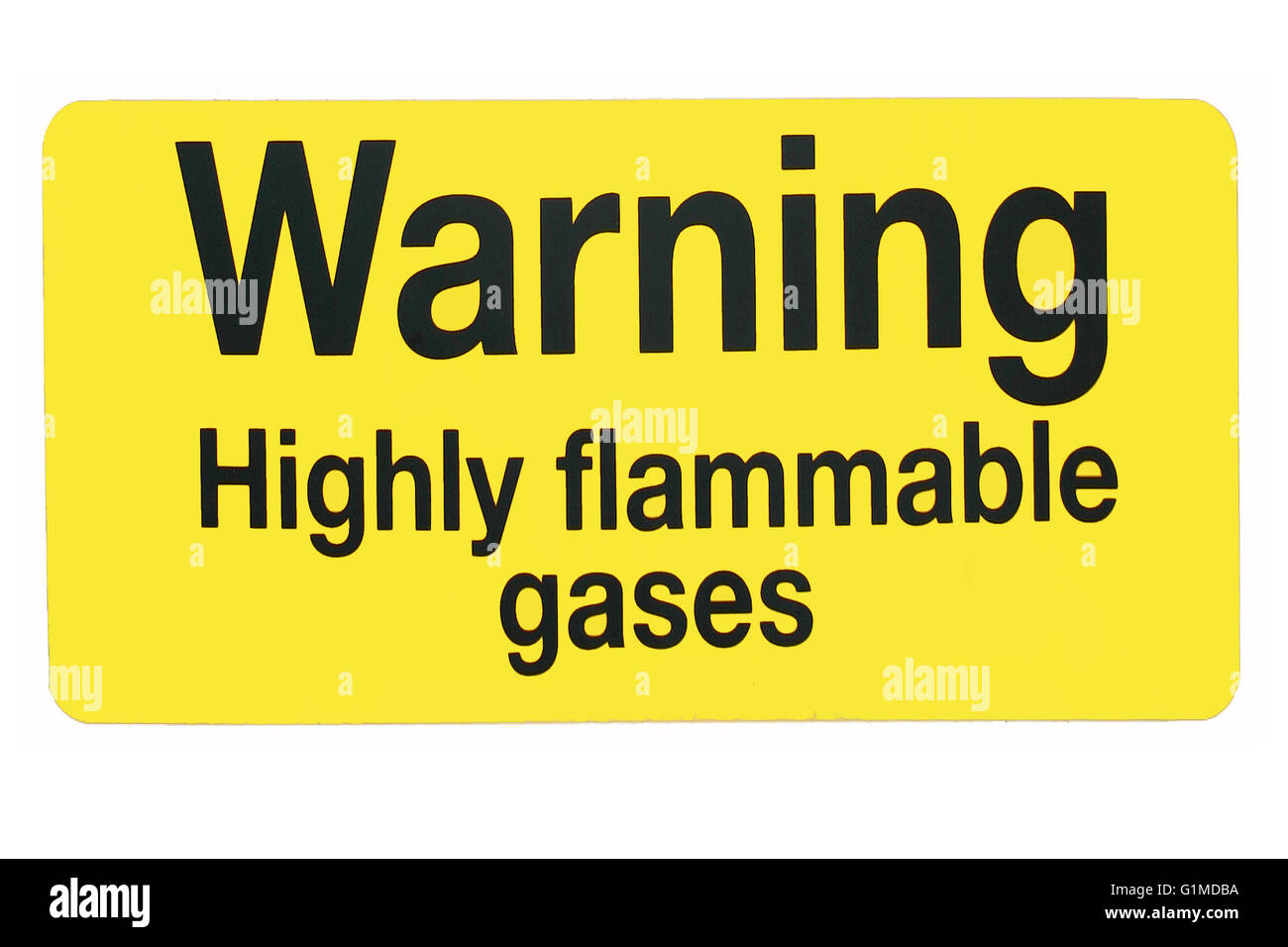 Gas infiammabili cartello di avviso in giallo e nero. Foto Stock