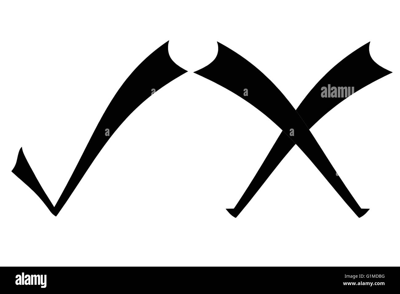 Stile orientale tick e croce come clip art Foto Stock