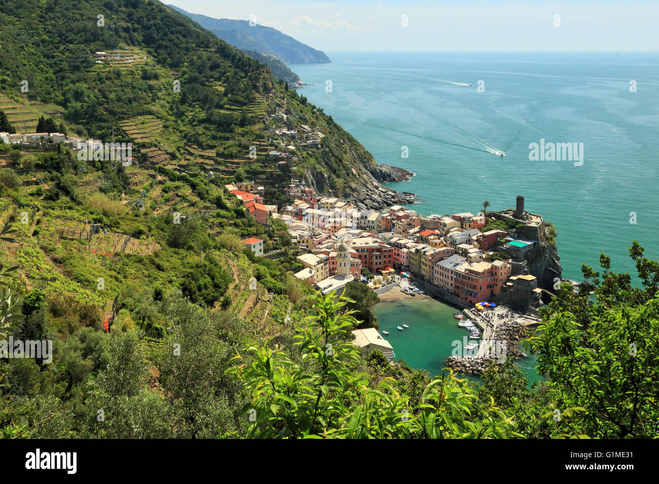 Vernazza, Cinque Terre Liguria, Italia Foto Stock