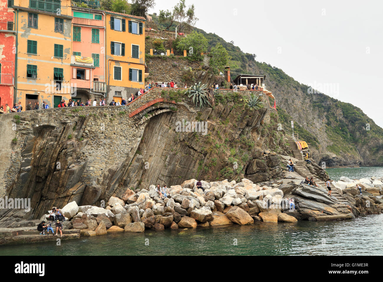 Riomaggiore Cinque Terre Liguria, Italia Foto Stock