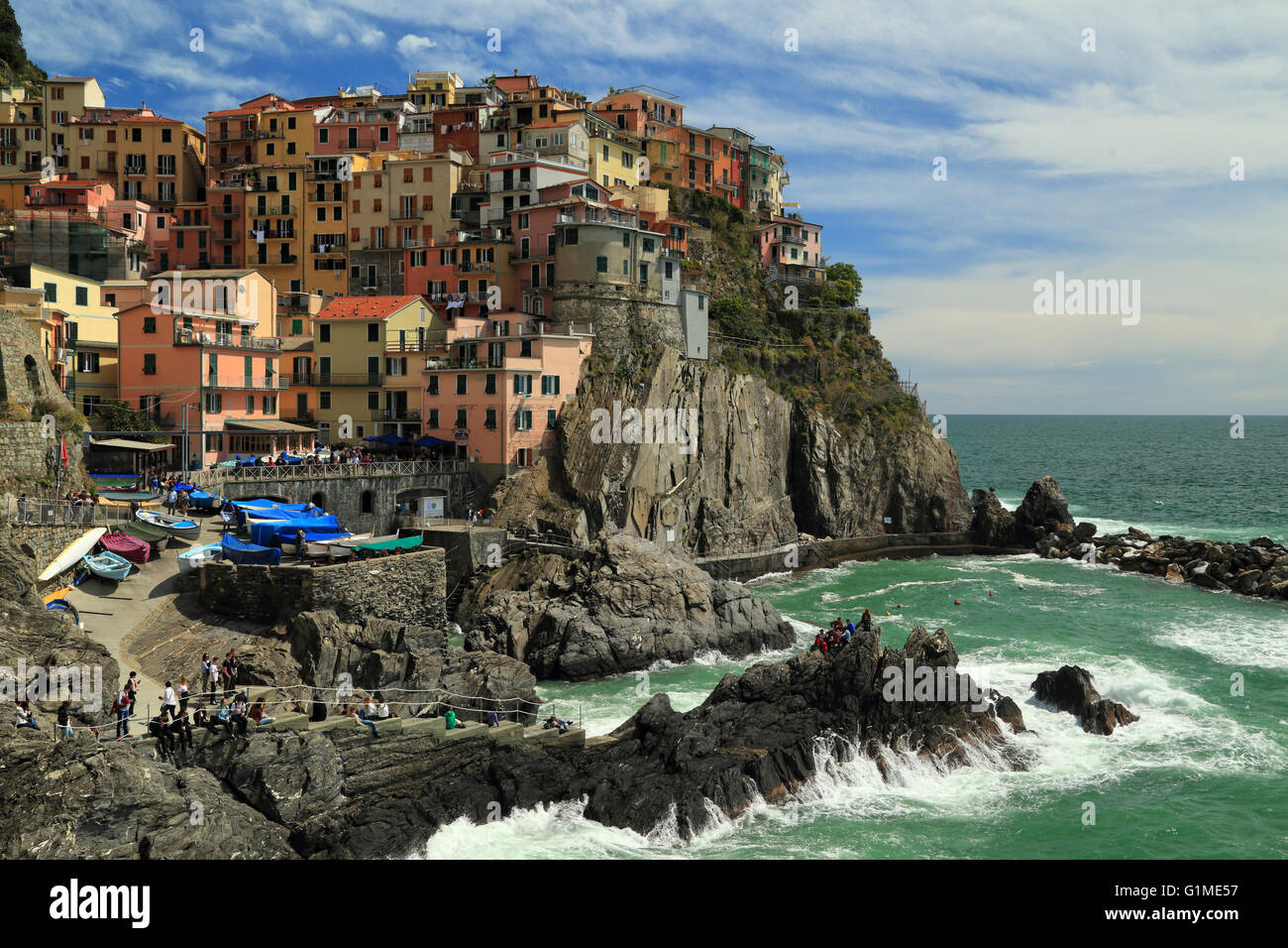 Manarola, Cinque Terre Liguria, Italia Foto Stock