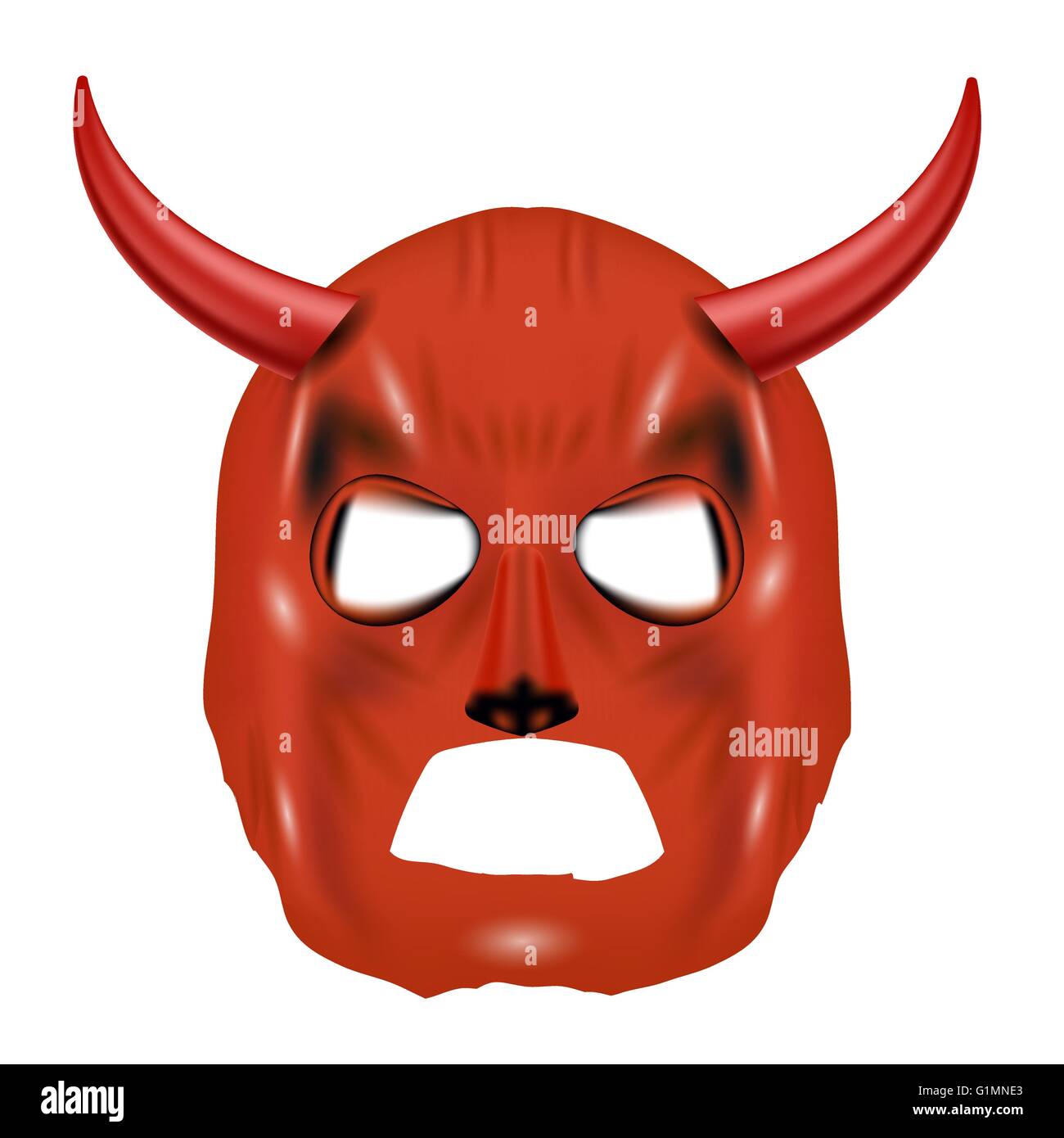 Corno rosso maschera isolato su bianco Illustrazione Vettoriale