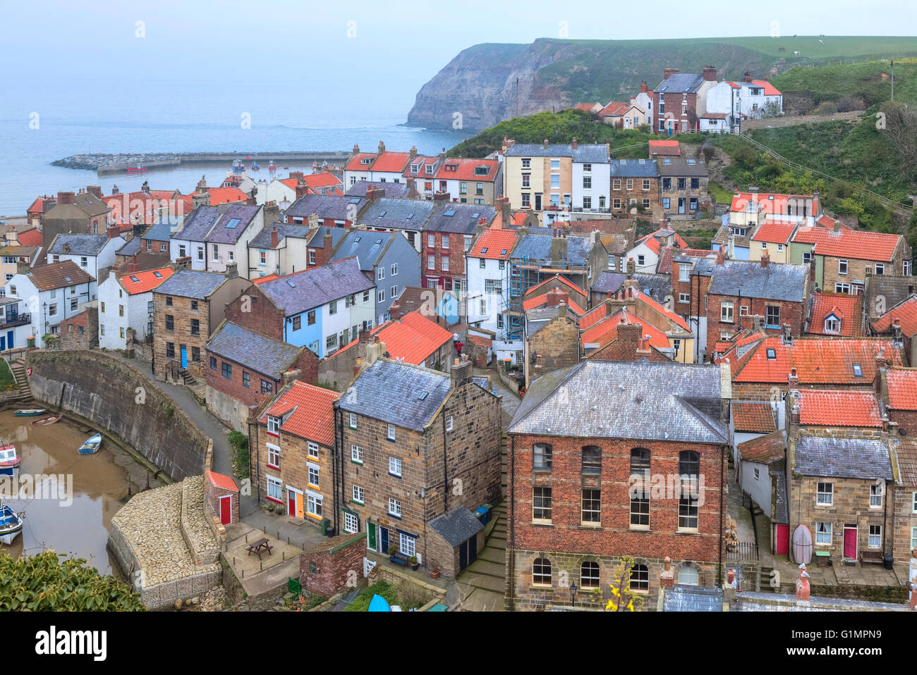 Staithes, Scarborough, nello Yorkshire, Inghilterra, Regno Unito Foto Stock