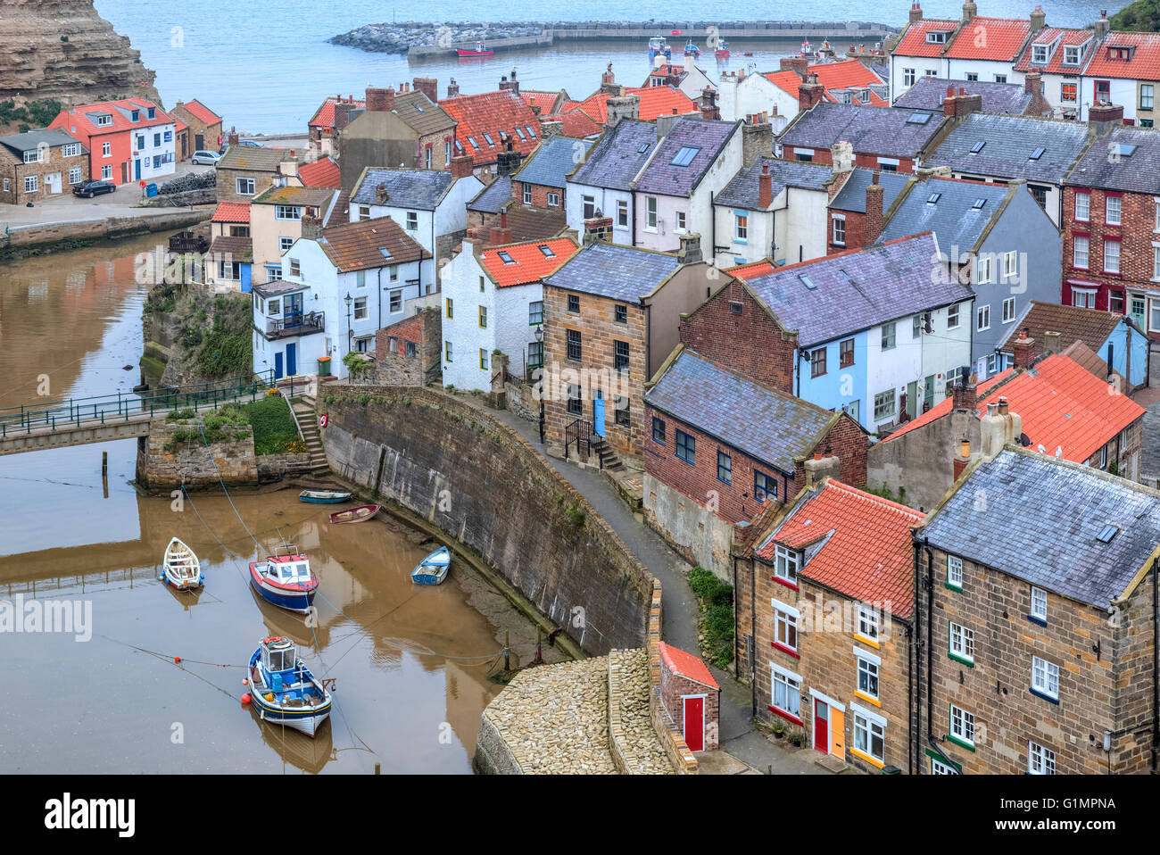 Staithes, Scarborough, nello Yorkshire, Inghilterra, Regno Unito Foto Stock