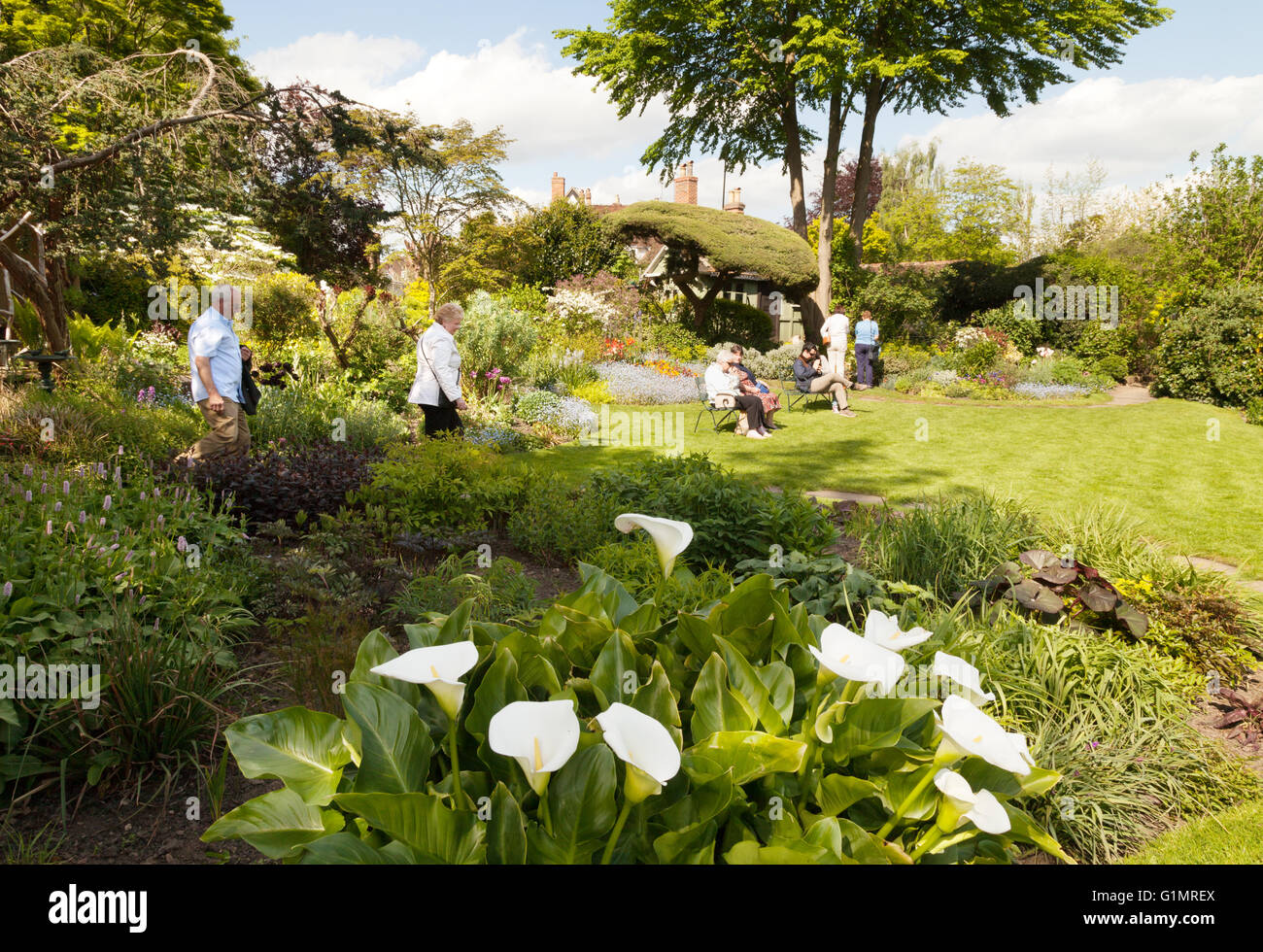 Il Mill House garden Mill Street, Warwick, Warwickshire England Regno Unito Foto Stock